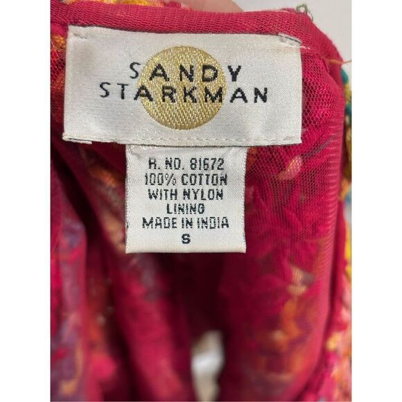 Vintage/Vtg Sandy Starkman Women's Knotted Woven Mesh Fringe Coat Multicolor Sma - Picture 5 of 5